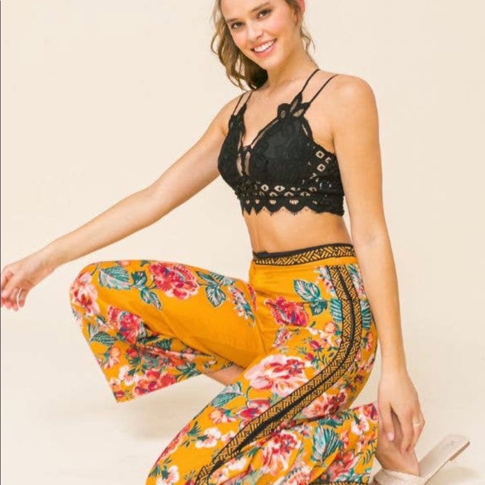 Jealous Tomato Floral Print Wide Leg Pants